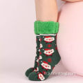 Chaussettes d'hiver de pantoufle hivernales personnalisées non glissées Sherpa